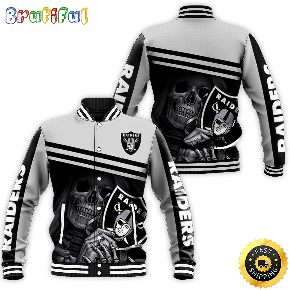 Las Vegas Raiders Baseball Jacket Skull Maiden
