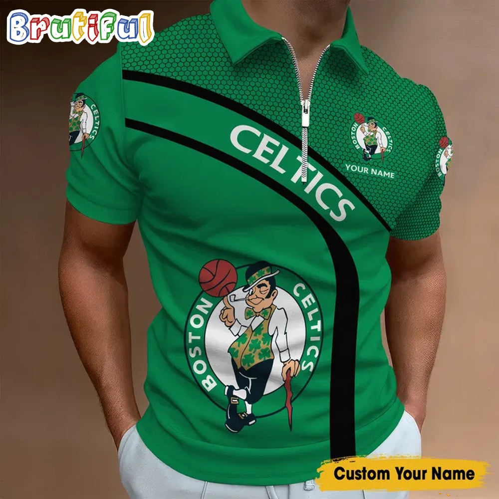 NBA Boston Celtics Basketball Zipper Polo Shirt