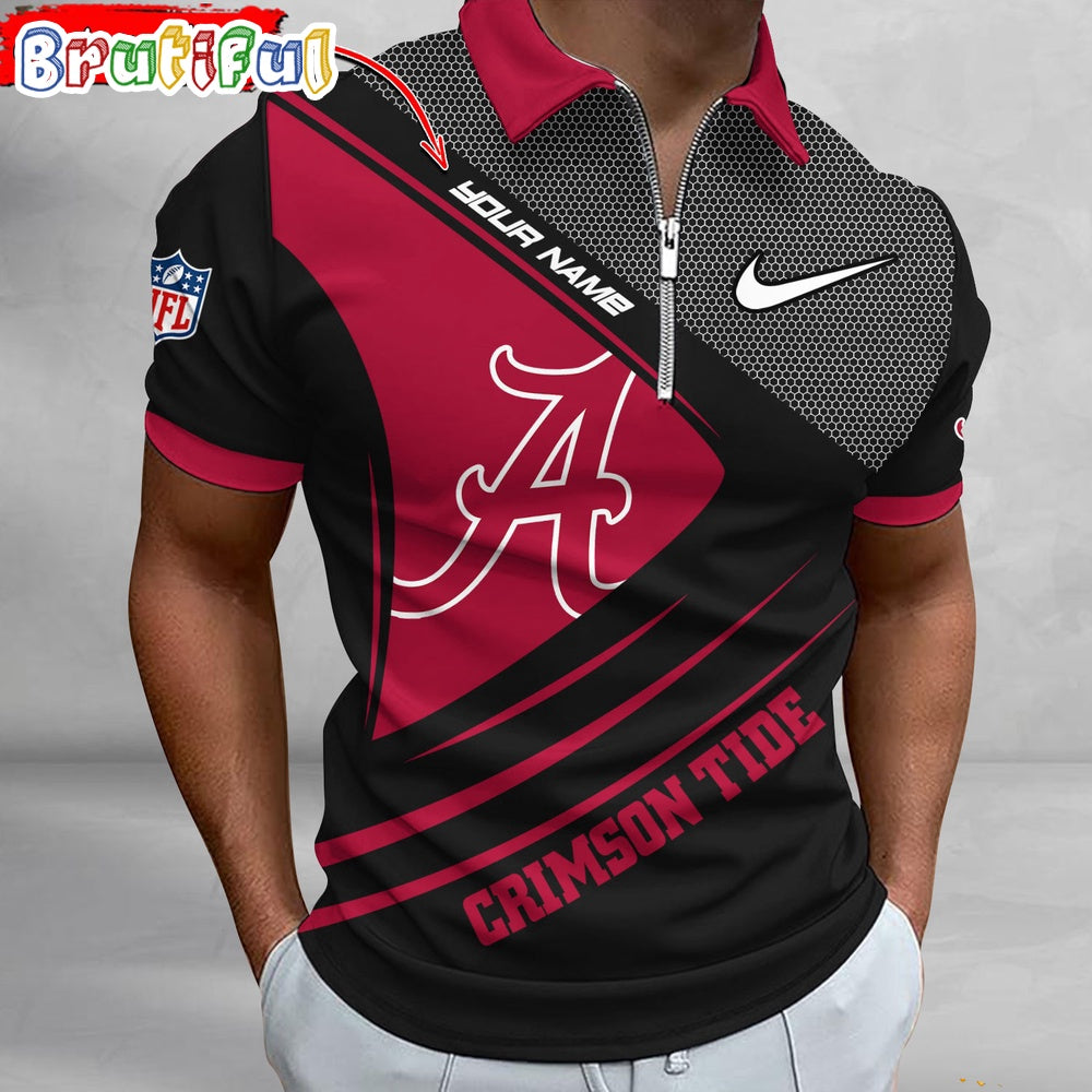 NCAA Alabama Crimson Tide Polo Shirt, Sporty Zip Polo Shirt