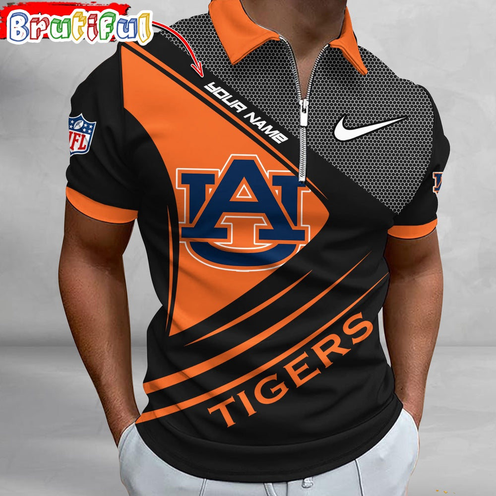 NCAA Auburn Tigers Polo Shirt, Sporty Zip Polo Shirt
