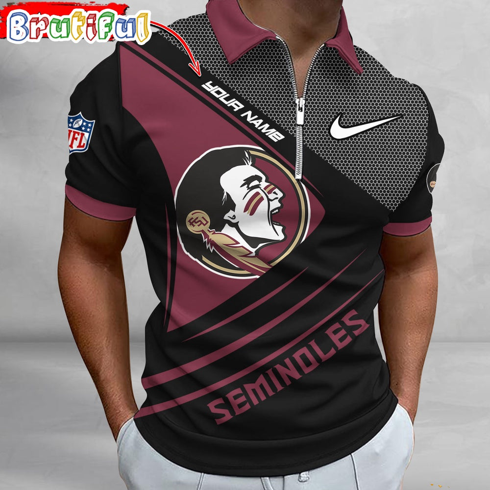 NCAA Florida State Seminoles Polo Shirt, Sporty Zip Polo Shirt