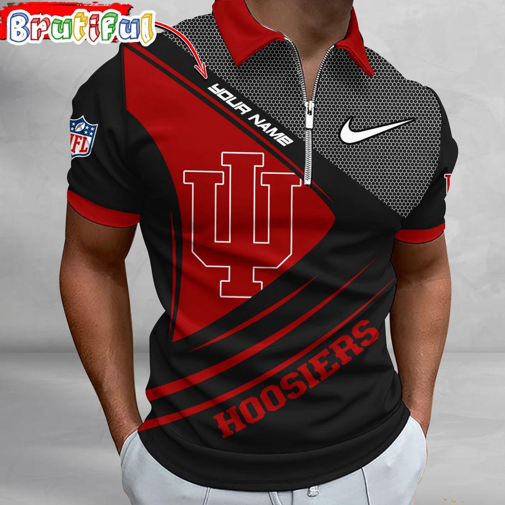 NCAA Indiana Hoosiers Polo Shirt, Sporty Zip Polo Shirt