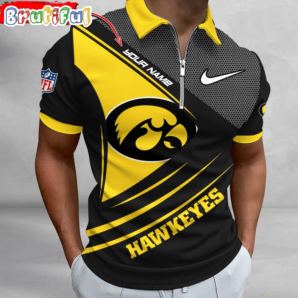 NCAA Iowa Hawkeyes Polo Shirt, Sporty Zip Polo Shirt