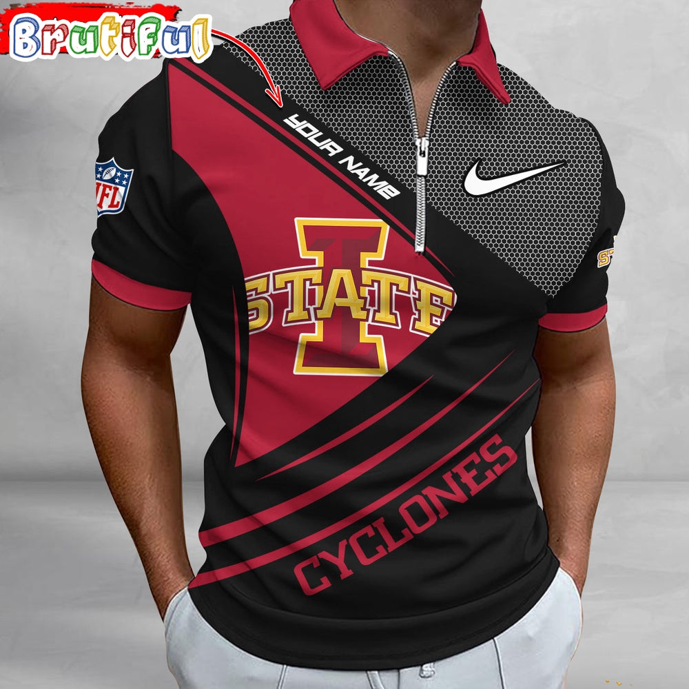 NCAA Iowa State Cyclones Polo Shirt, Sporty Zip Polo Shirt