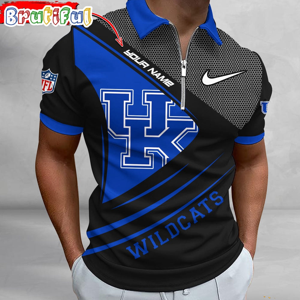 NCAA Kentucky Wildcats Polo Shirt, Sporty Zip Polo Shirt