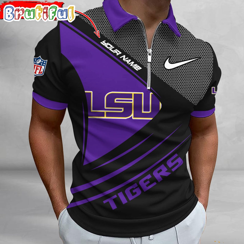 NCAA LSU Tigers Polo Shirt, Sporty Zip Polo Shirt