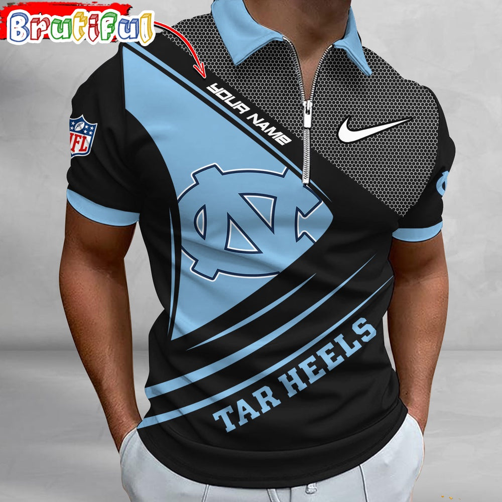 NCAA North Carolina Tar Heels Polo Shirt, Sporty Zip Polo Shirt