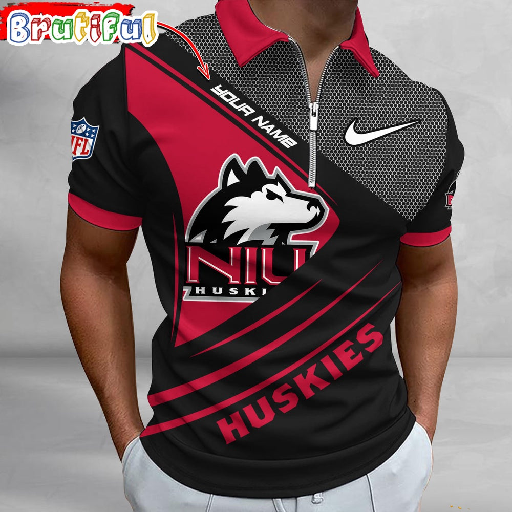 NCAA Northern Illinois Huskies Polo Shirt, Sporty Zip Polo Shirt
