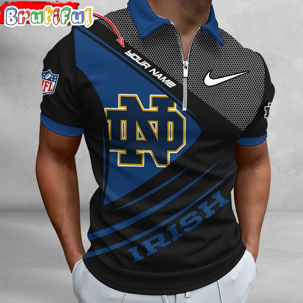 NCAA Notre Dame Fighting Irish Polo Shirt, Sporty Zip Polo Shirt