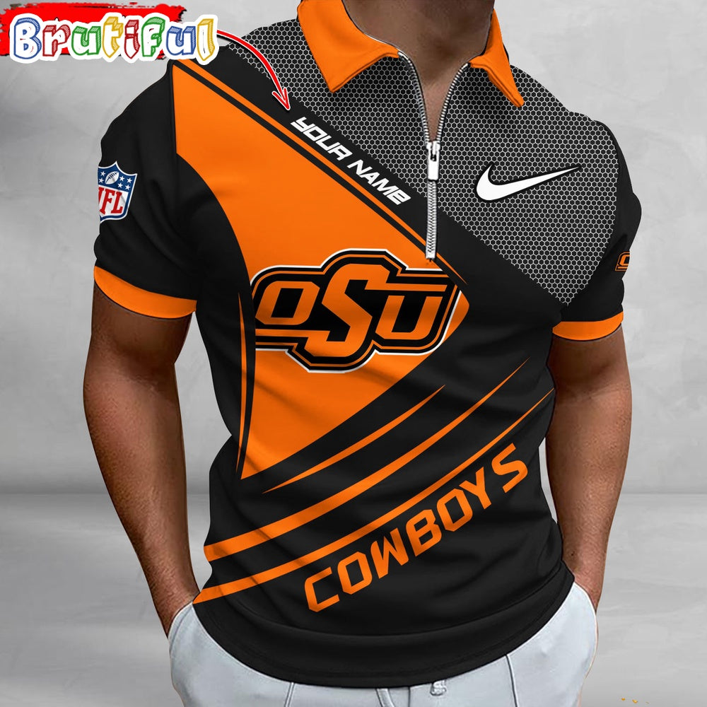 NCAA Oklahoma State Cowboys Polo Shirt, Sporty Zip Polo Shirt