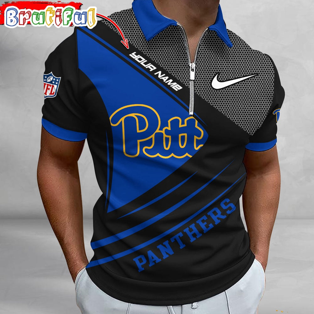 NCAA Pittsburgh Panthers Polo Shirt, Sporty Zip Polo Shirt
