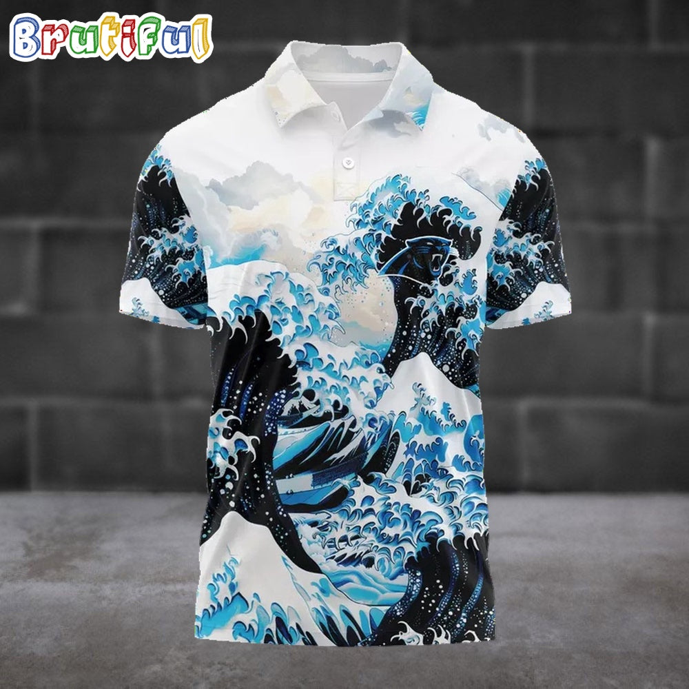 NFL Carolina Panthers Football Great Wave Polo Shirt