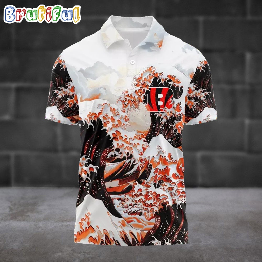 NFL Cincinnati Bengals Football Great Wave Polo Shirt