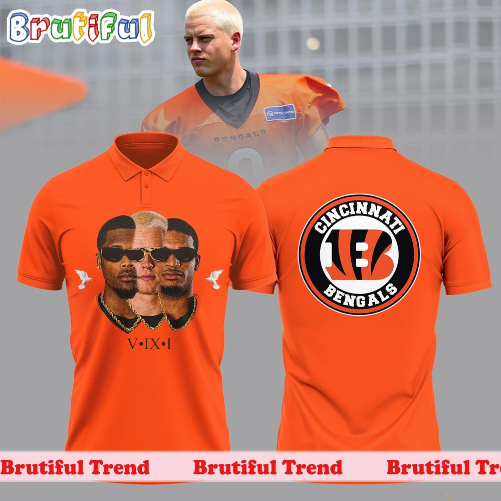 NFL Cincinnati Bengals V IX I Higgins and Joe Burrow Ja’Marr Chase Polo Shirt