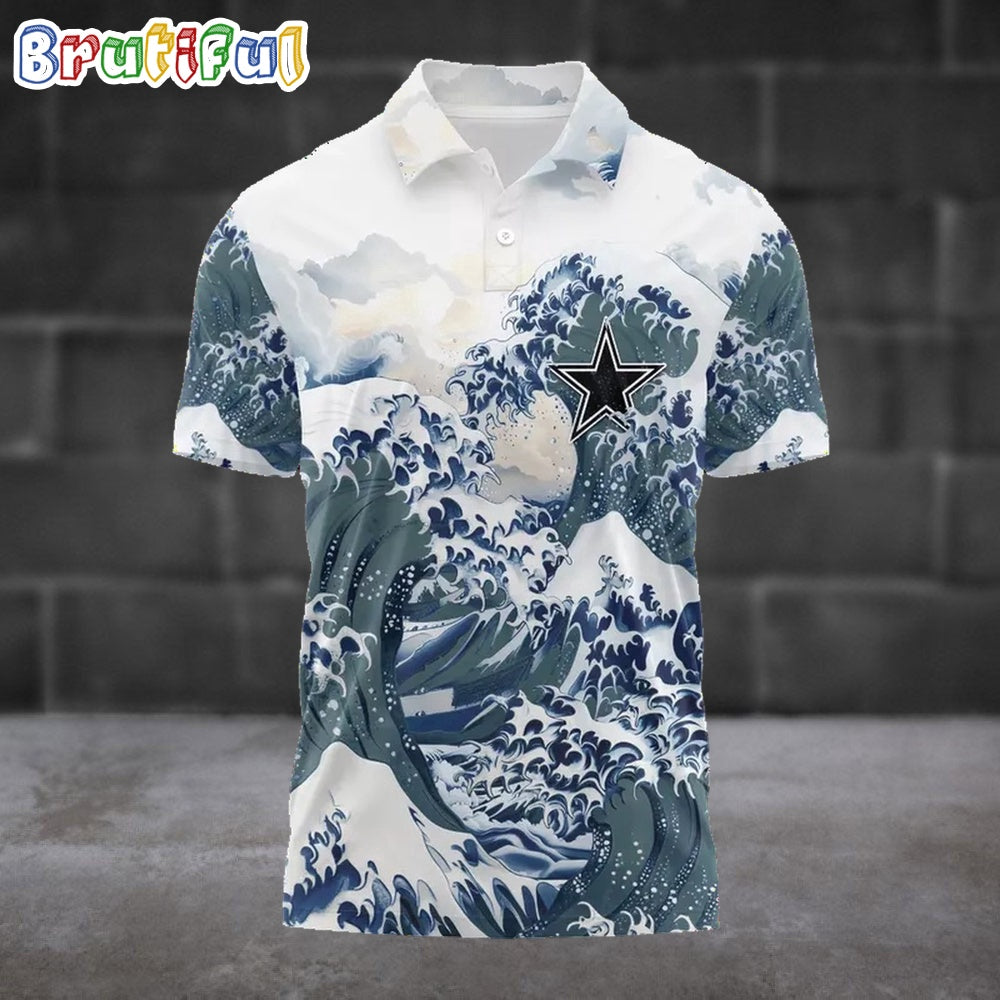 NFL Dallas Cowboys Football Great Wave Polo Shirt