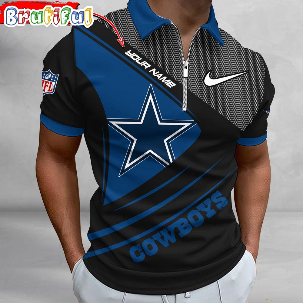 NFL Dallas Cowboys Polo Shirt, Football Sport Zip Polo Shirt