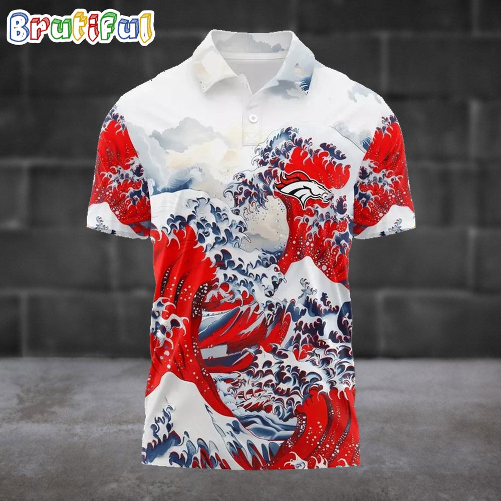 NFL Denver Broncos Football Great Wave Polo Shirt
