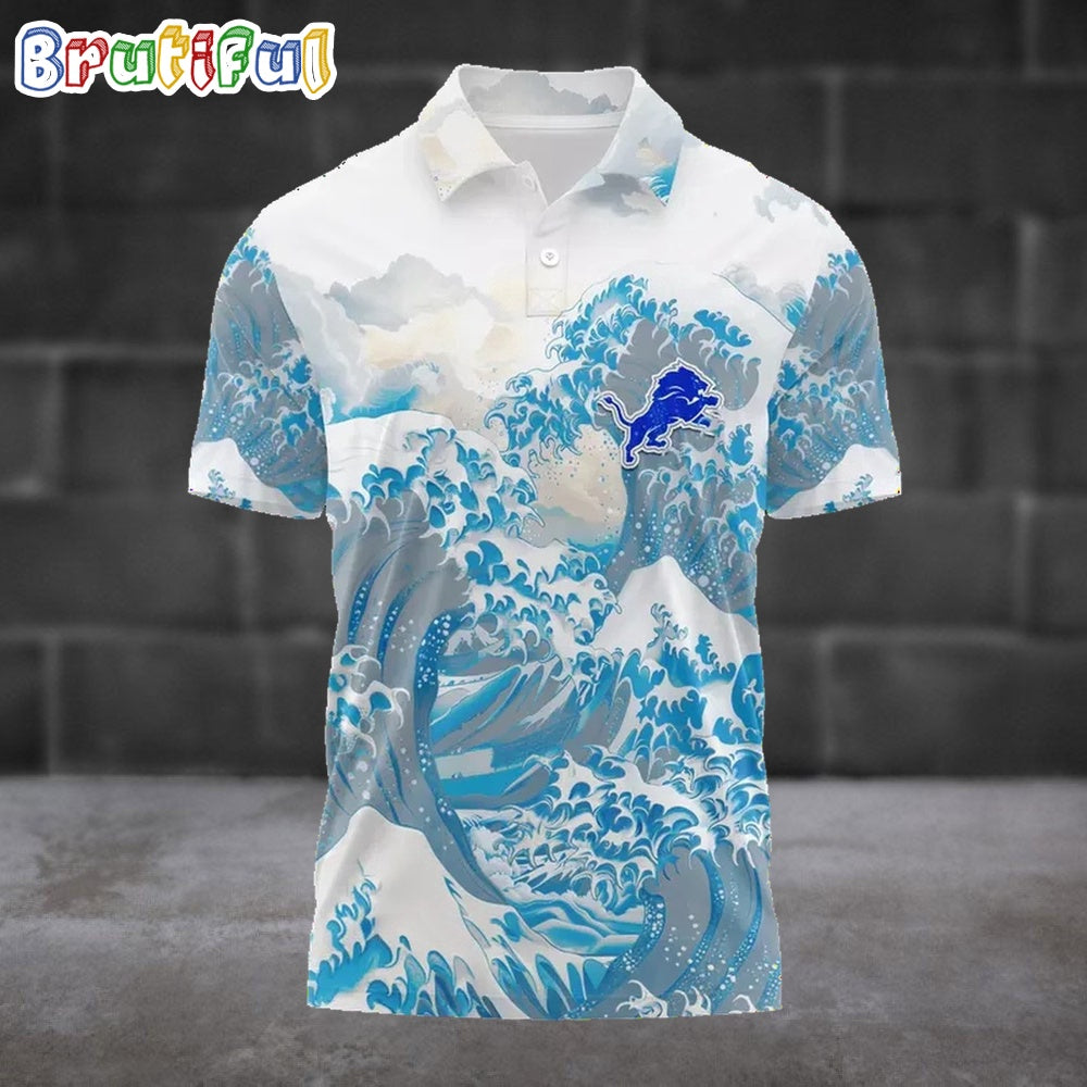 NFL Detroit Lions Football Great Wave Polo Shirt