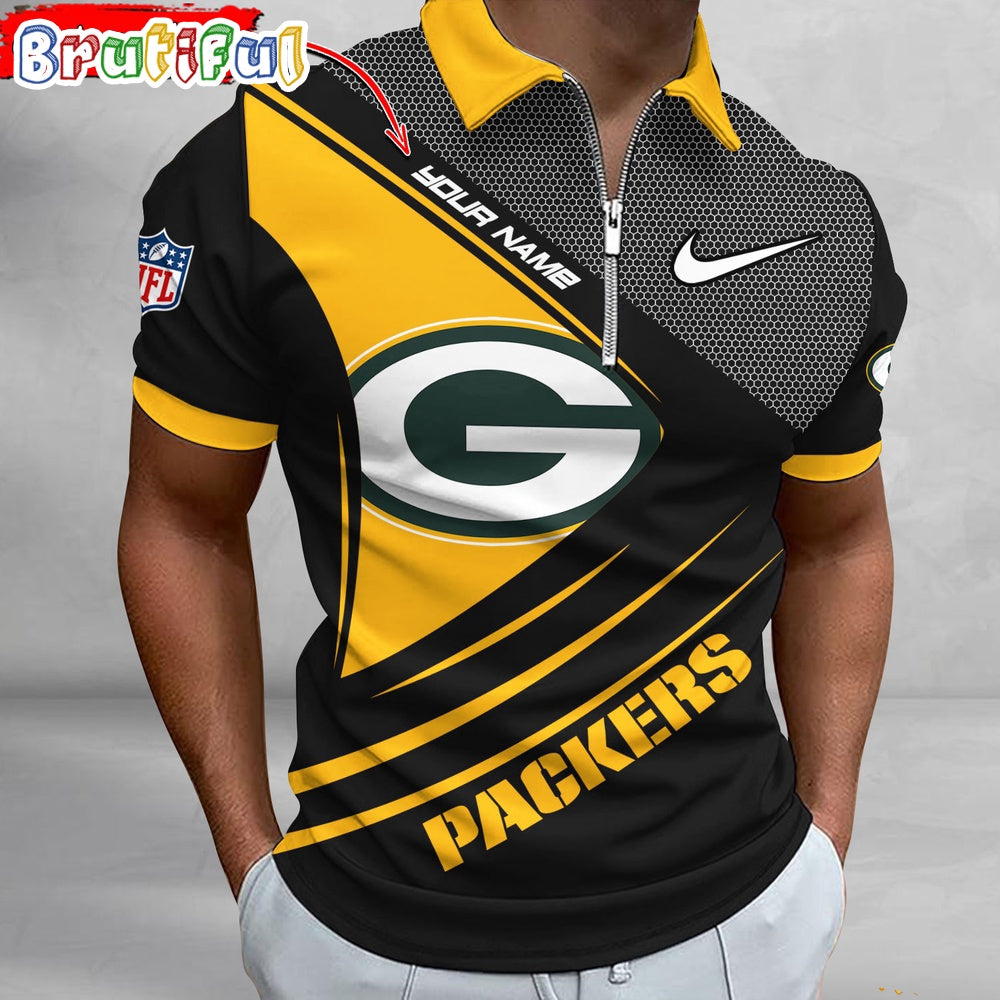 NFL Green Bay Packers Polo Shirt, Football Sport Zip Polo Shirt