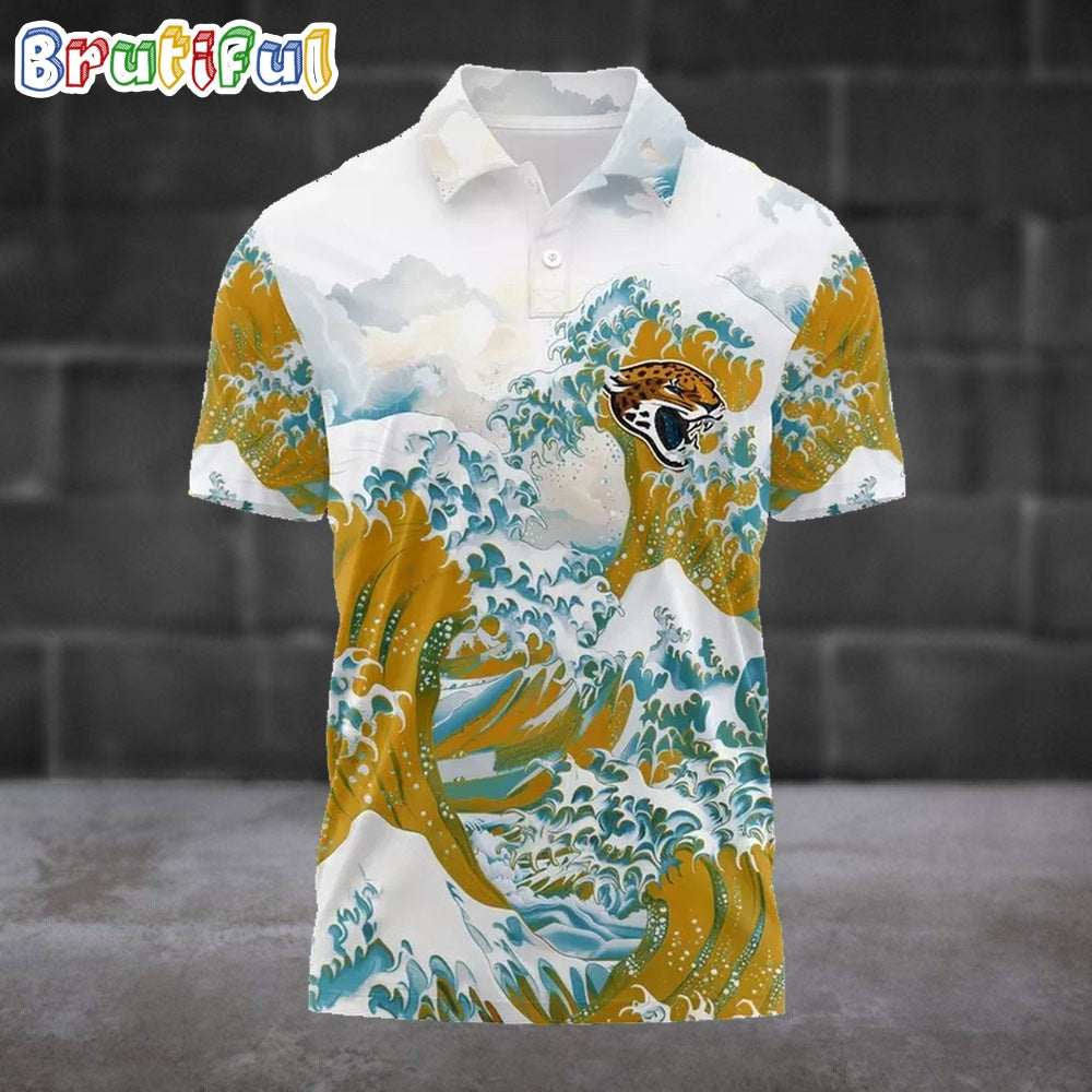 NFL Jacksonville Jaguars Football Great Wave Polo Shirt
