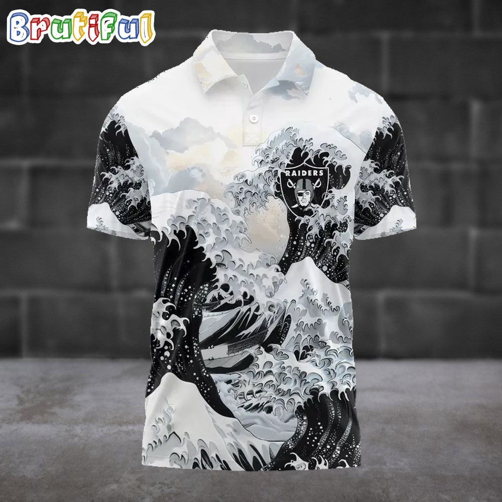 NFL Las Vegas Raiders Football Great Wave Polo Shirt