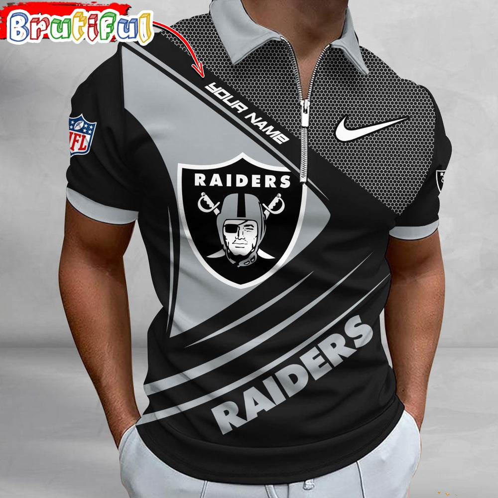 NFL Las Vegas Raiders Polo Shirt, Football Sport Zip Polo Shirt