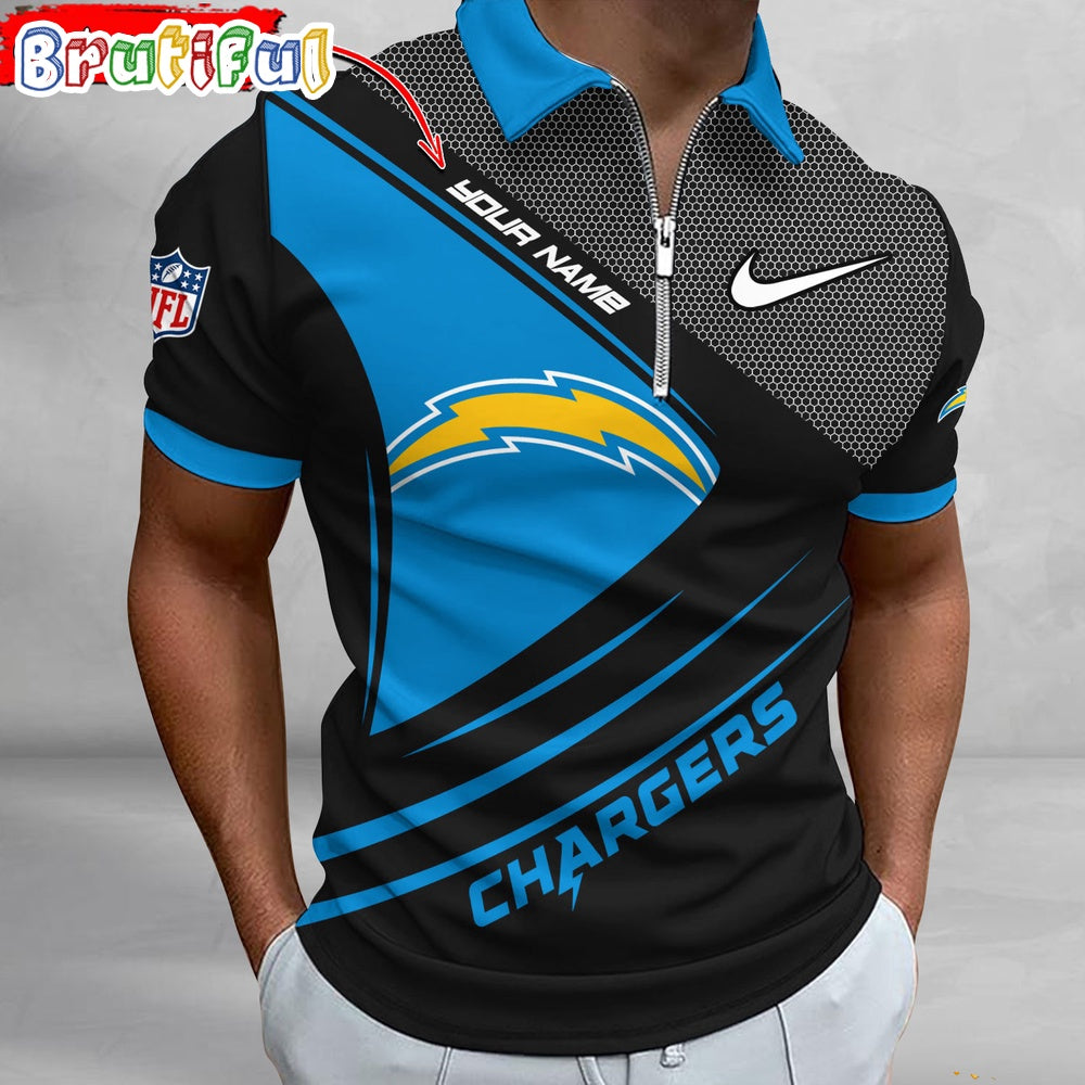 NFL Los Angeles Chargers Polo Shirt, Football Sport Zip Polo Shirt