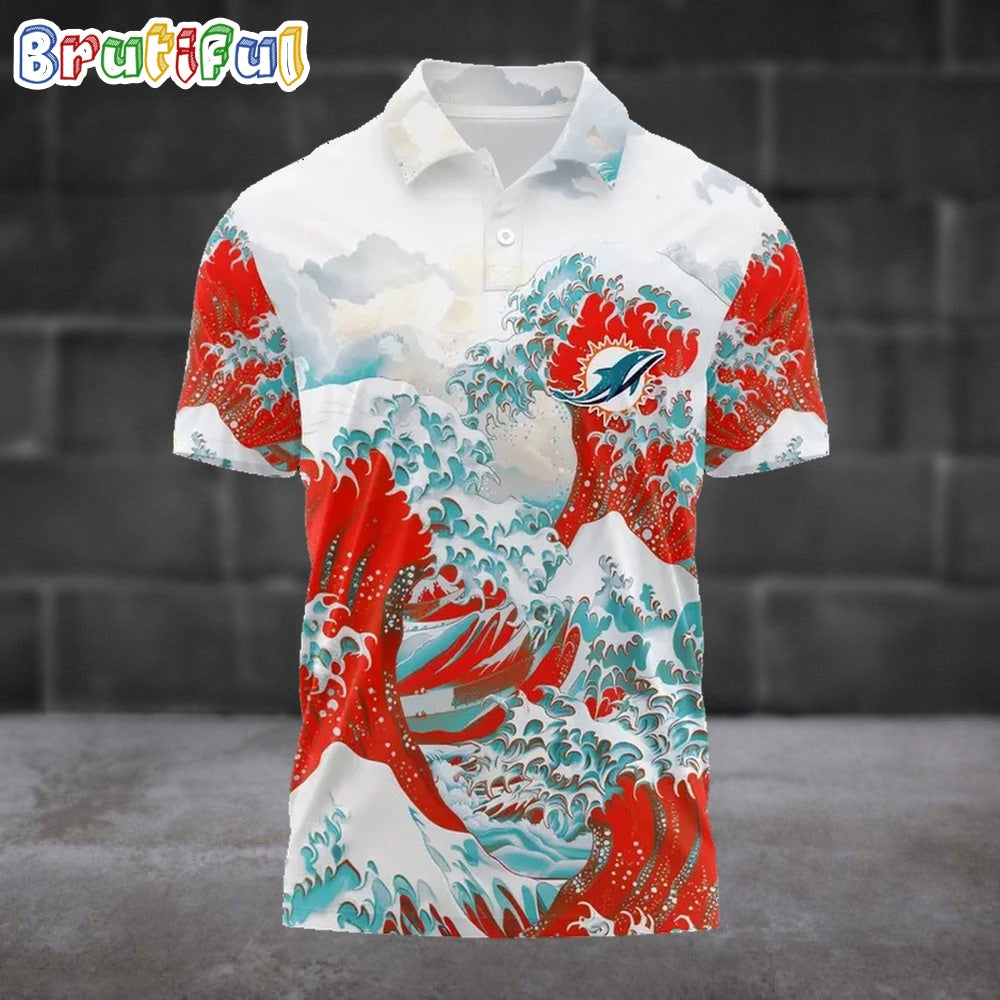 NFL Miami Dolphins Football Great Wave Polo Shirt