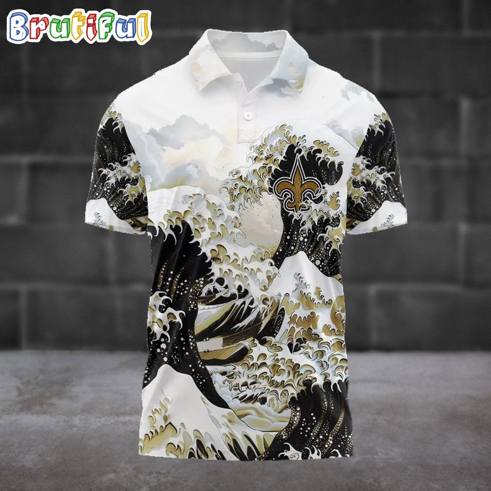 NFL New Orleans Saints Football Great Wave Polo Shirt