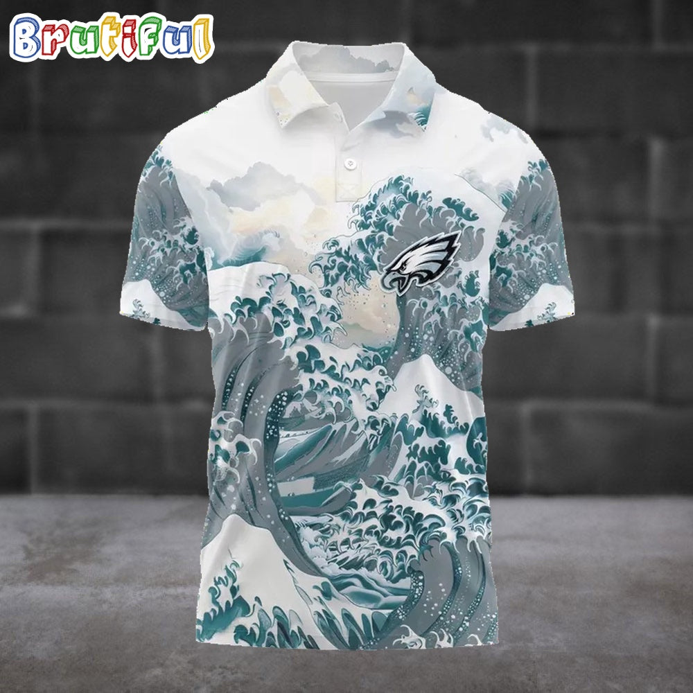 NFL Philadelphia Eagles Football Great Wave Polo Shirt