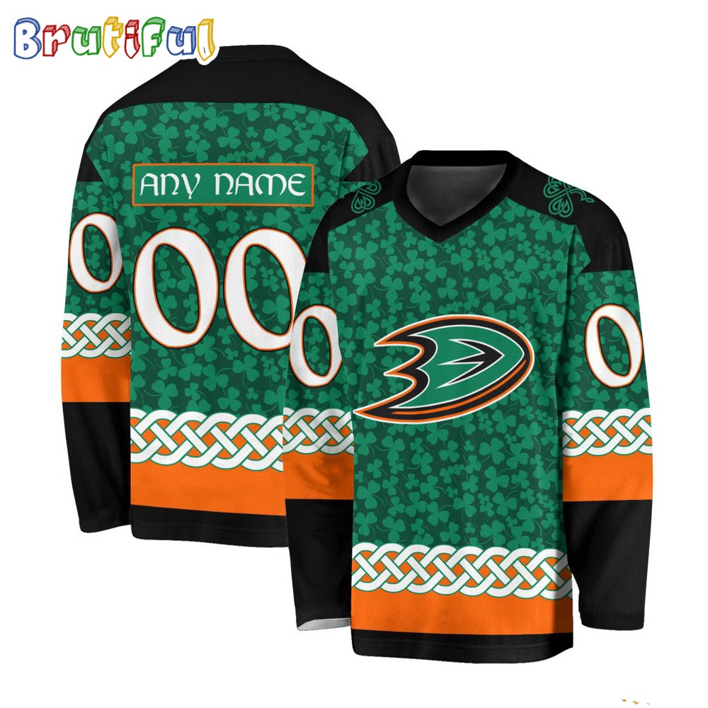 NHL Anaheim Ducks Jersey Special St.Patrick's Day Design Hockey Jersey
