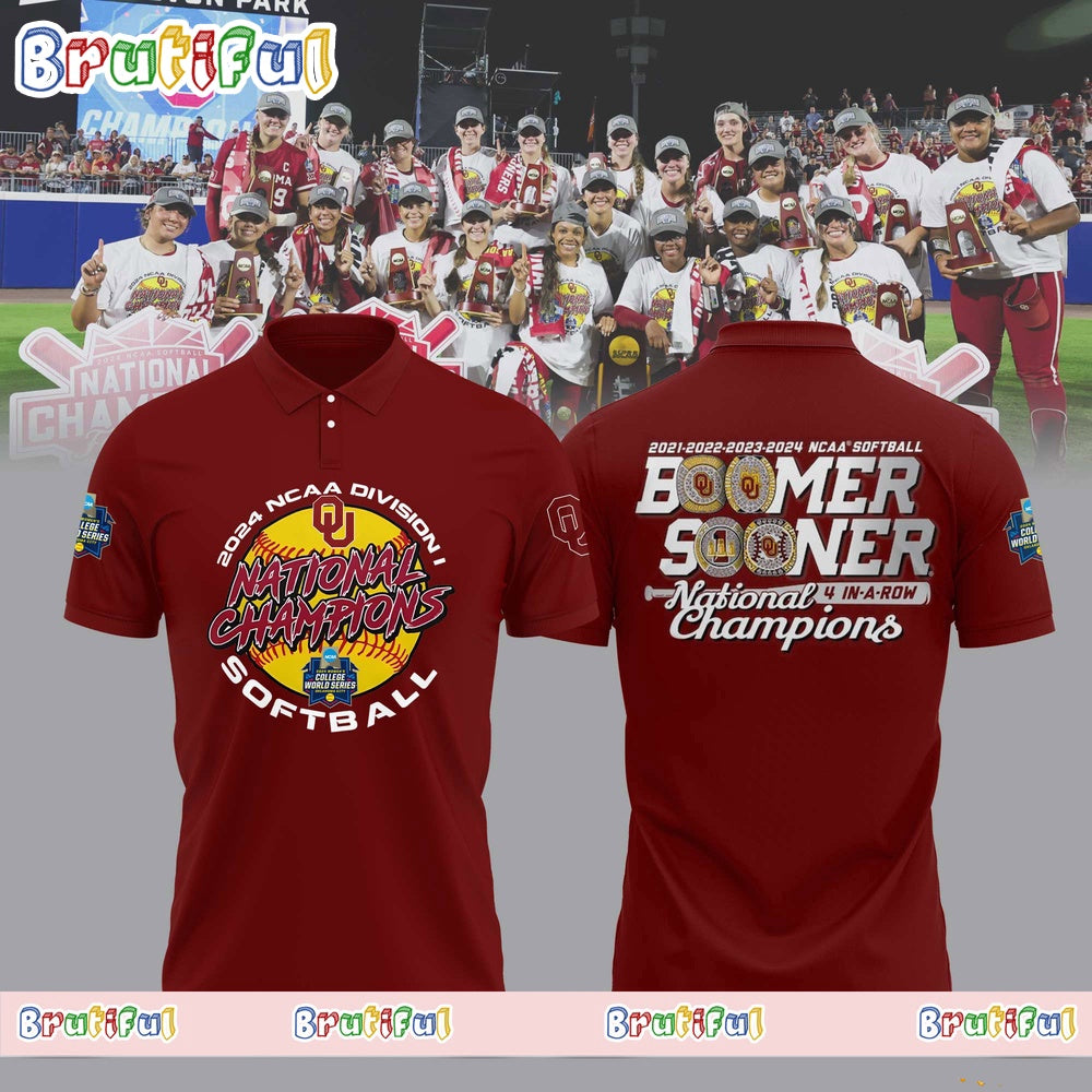Oklahoma Sooners Four Peat NCAA Softball Women’s Champions Polo Shirt, Oklahoma Sooners Polo Shirt