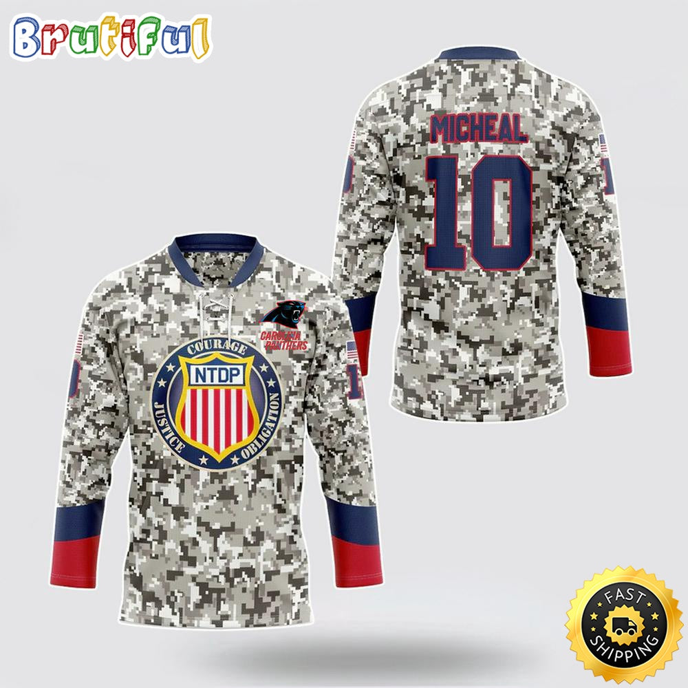 Personalized NFL Carolina Panthers Hockey Jersey Veterans Nfl Hockey Jersey For Fans