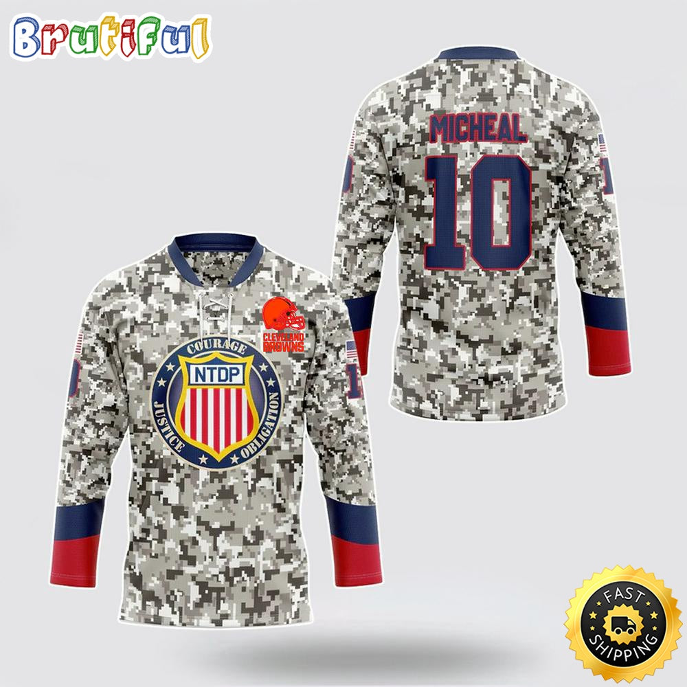 Personalized NFL Cleveland Browns Hockey Jersey Veterans Nfl Hockey Jersey For Fans