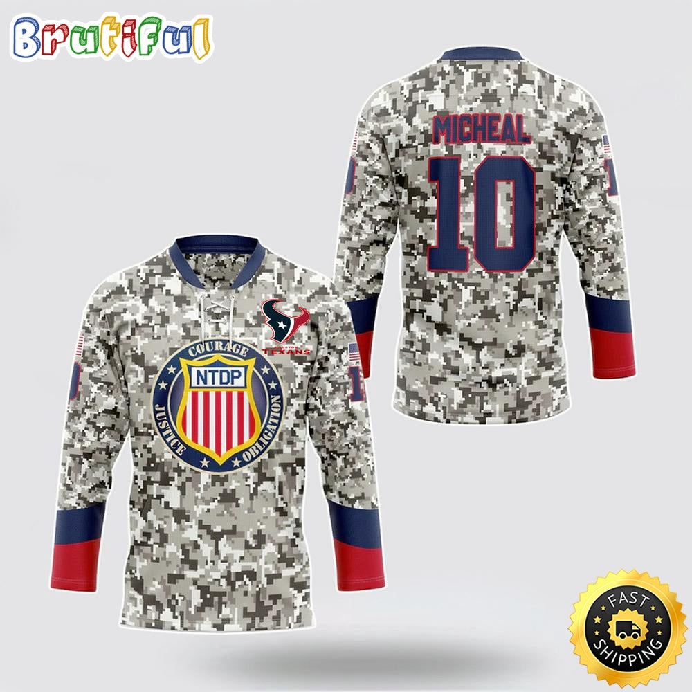 Personalized NFL Houston Texans Hockey Jersey Veterans Nfl Hockey Jersey For Fans