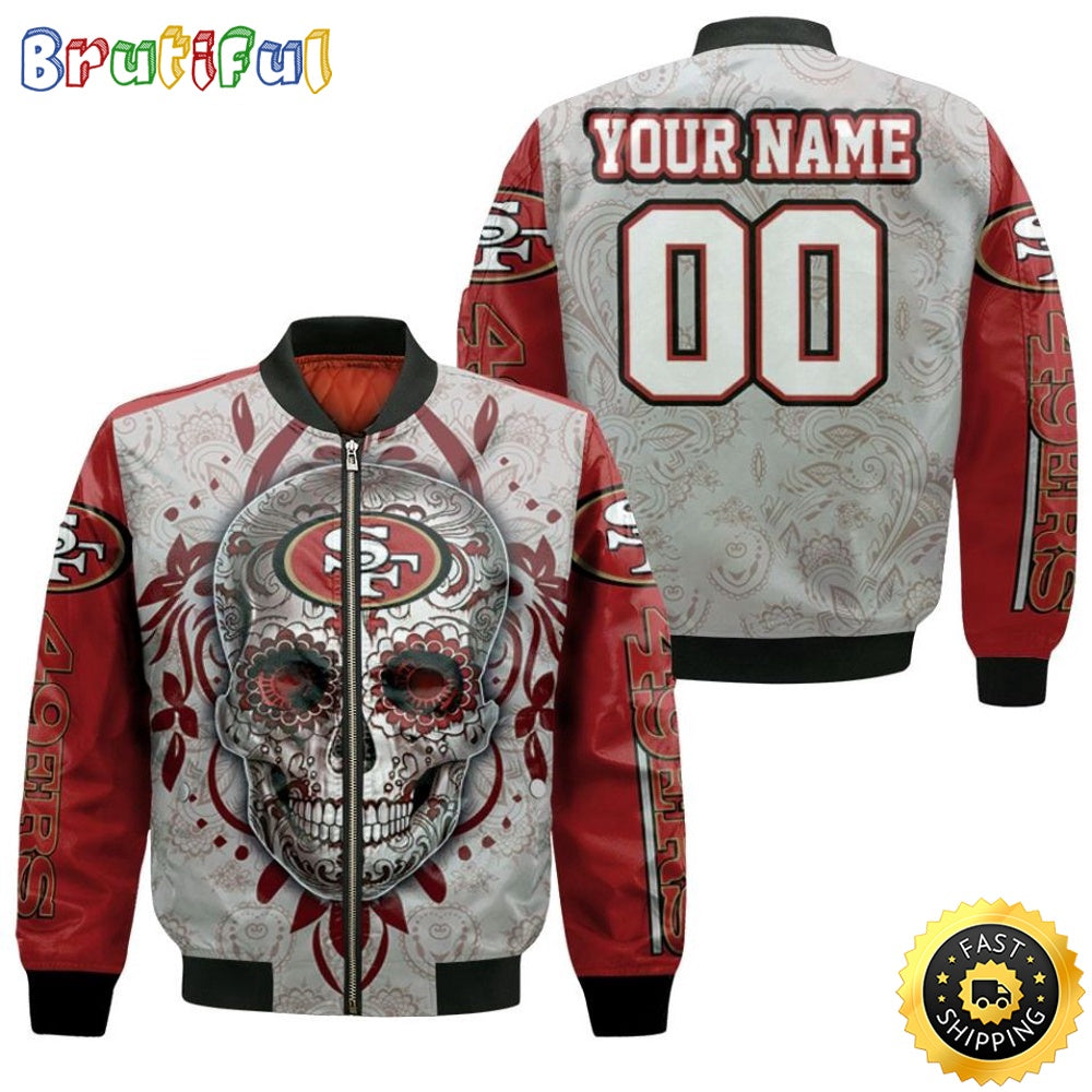 Personalized NFL San Francisco 49ers Bomber Jacket Sugar Skull For Fans