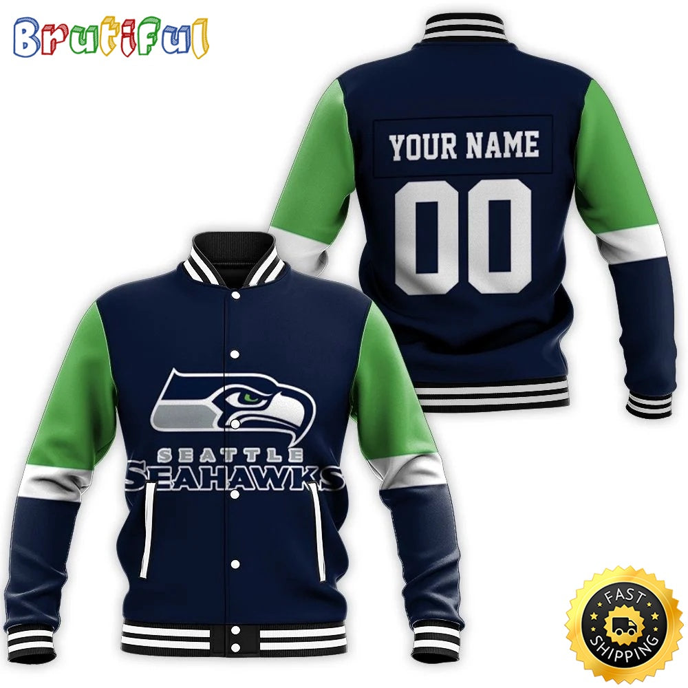 Personalized NFL Seattle Seahawks Baseball Jacket For Football Fans