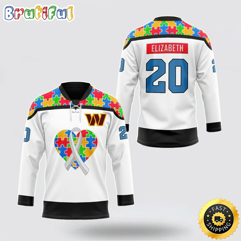 Personalized NFL Washington Commanders Hockey Jersey Autism Awareness Nfl Hockey Jersey For Fans