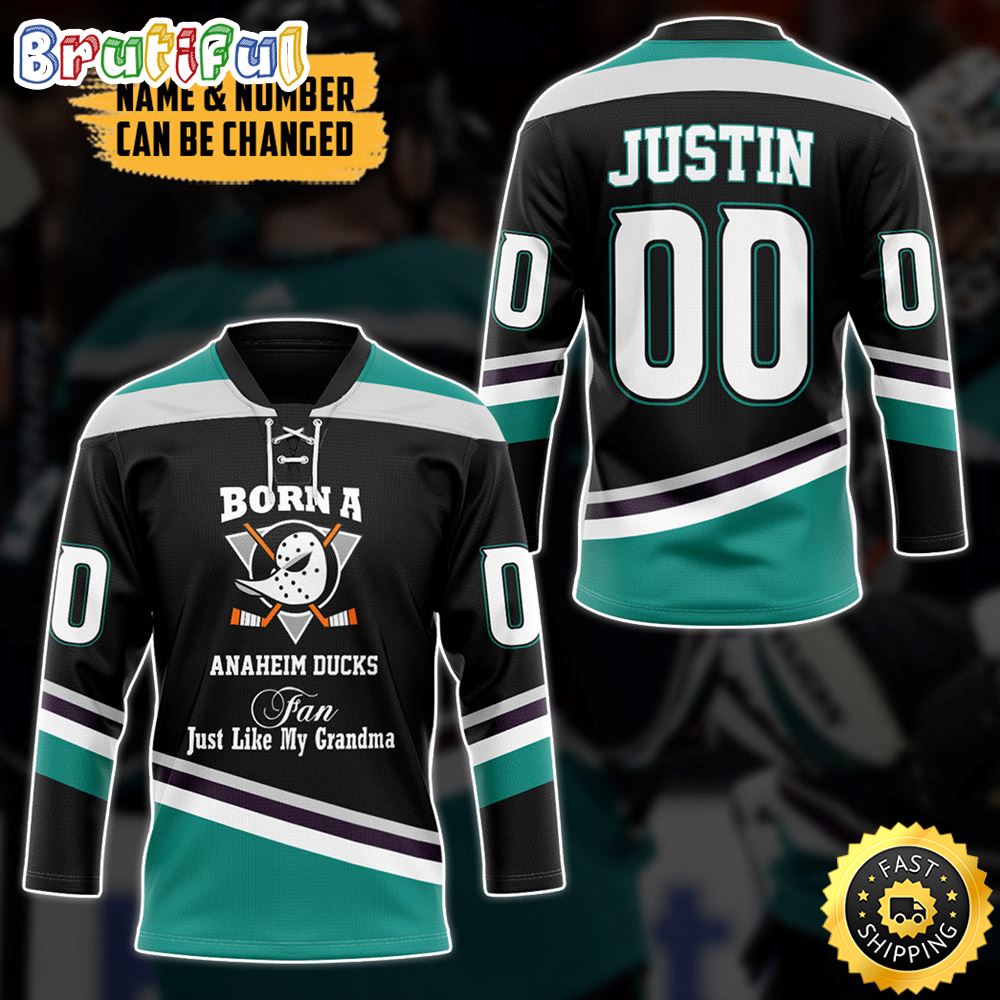 Personalized NHL Born A AD Fan Just Like My Grandma Hockey Jersey Nhl Hockey Jerseys