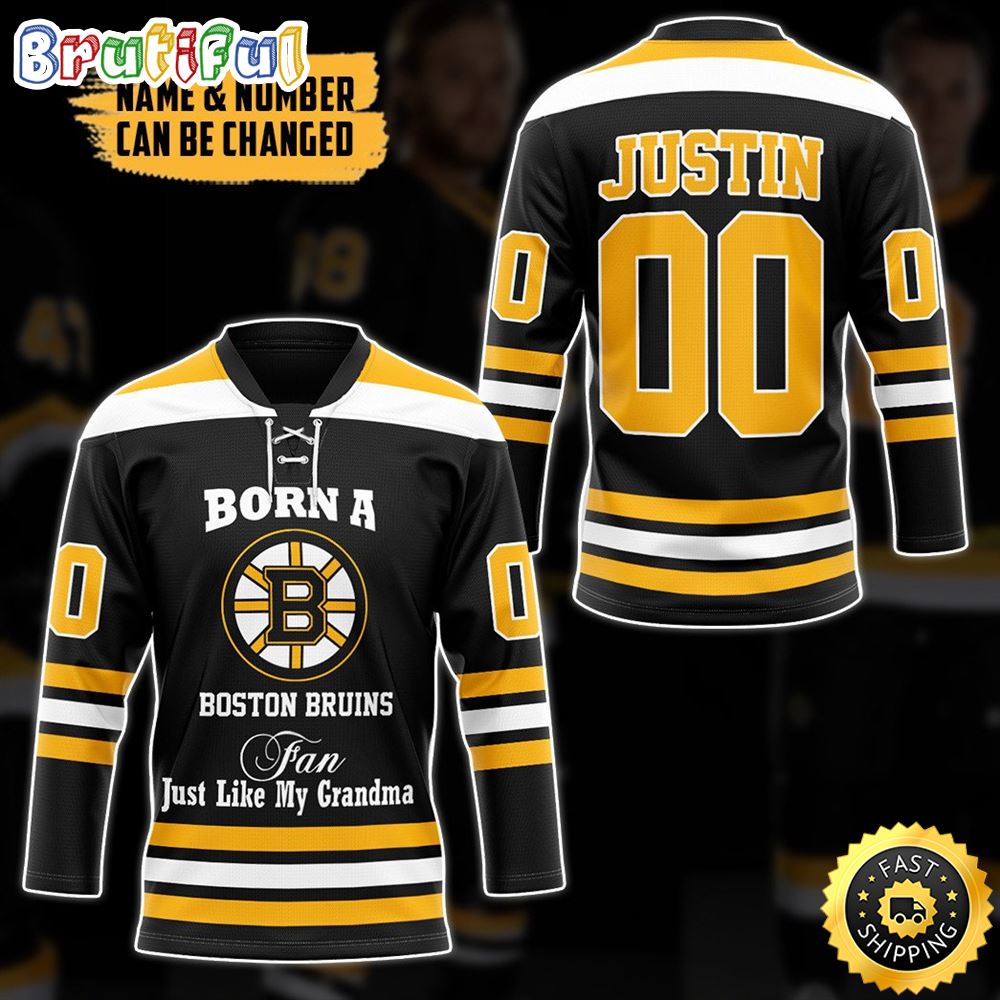 Personalized NHL Born A BB Fan Just Like My Grandma Hockey Jersey Nhl Hockey Jerseys