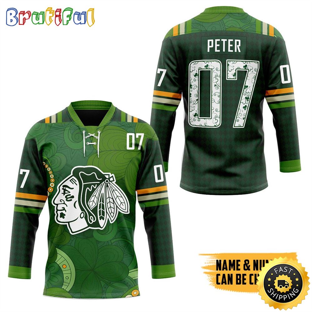 Personalized NHL Chicago Blackhawks 2024 St Patrick Day Hockey Jersey Nhl Hockey Jerseys