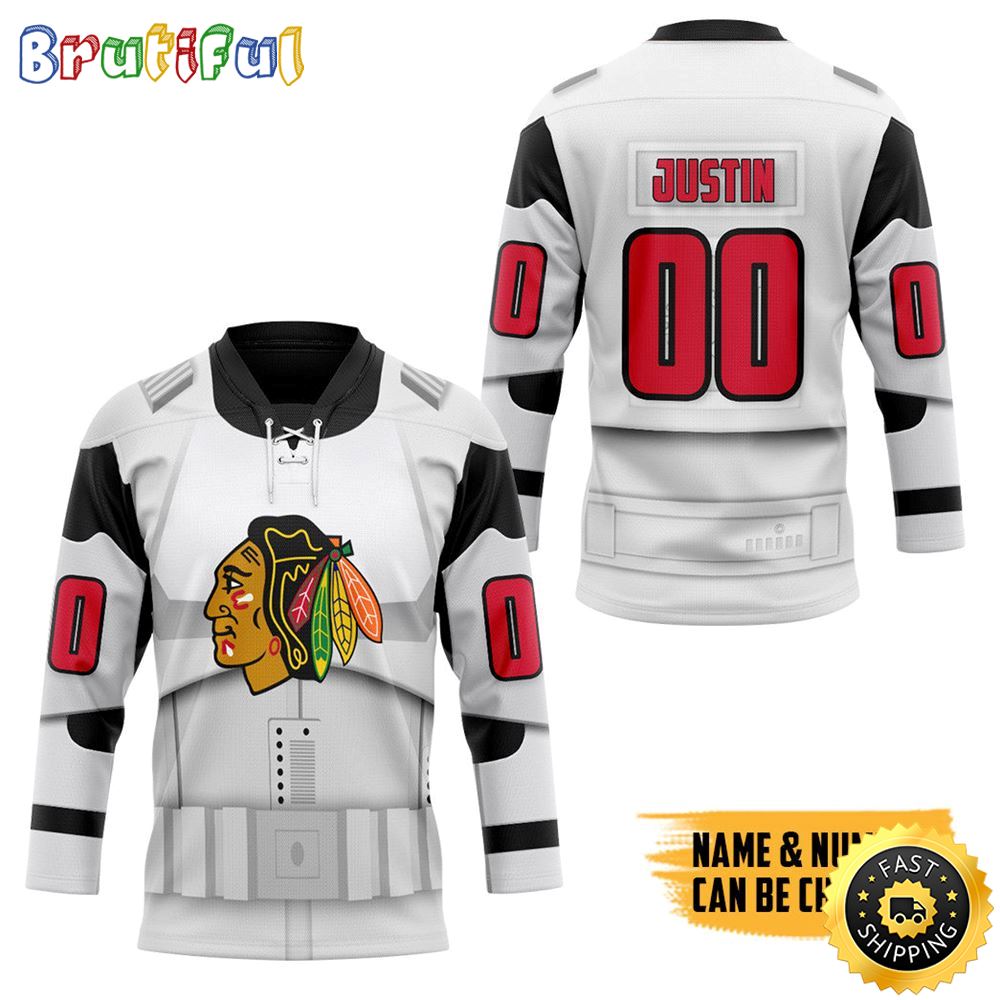 Personalized NHL SW X Chicago BlackHawks May The 4th Be With You Hockey Jersey Nhl Hockey Jerseys