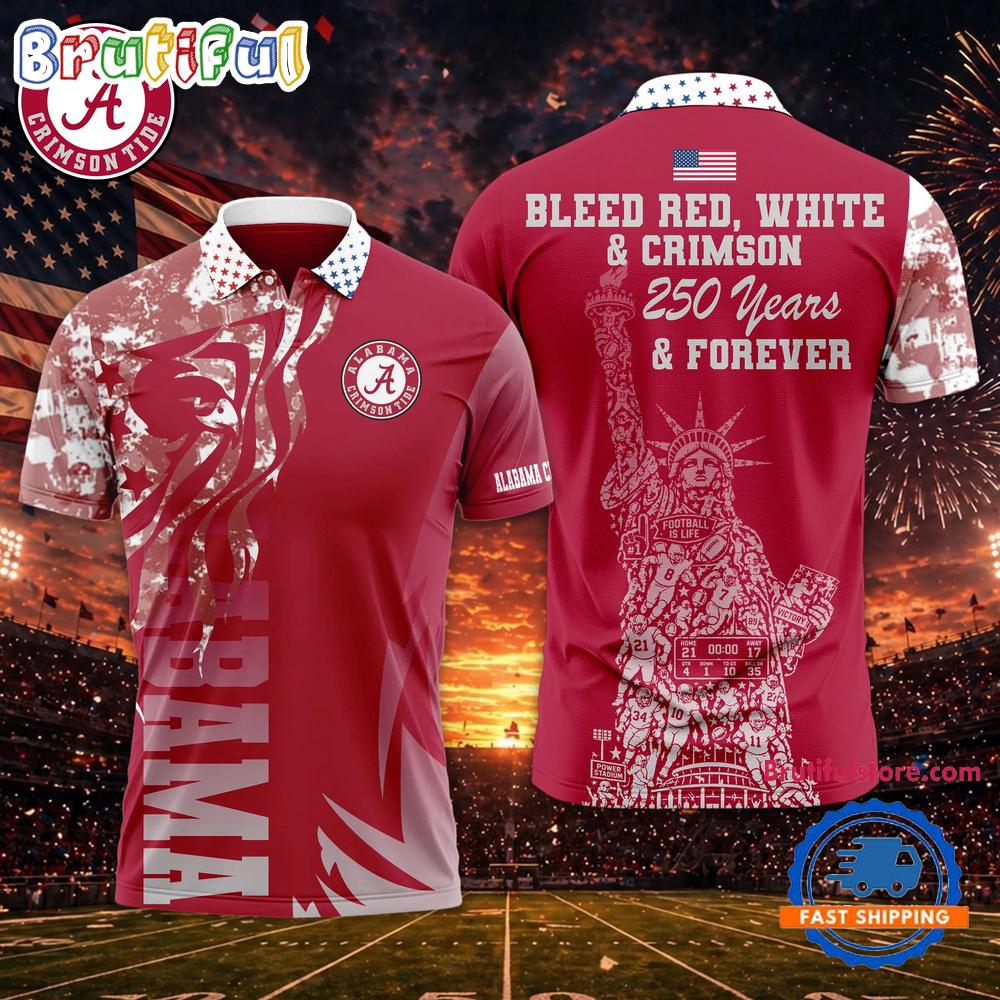 Alabama Crimson Tide 2026 NCAA Independance Day Design Polo Shirt