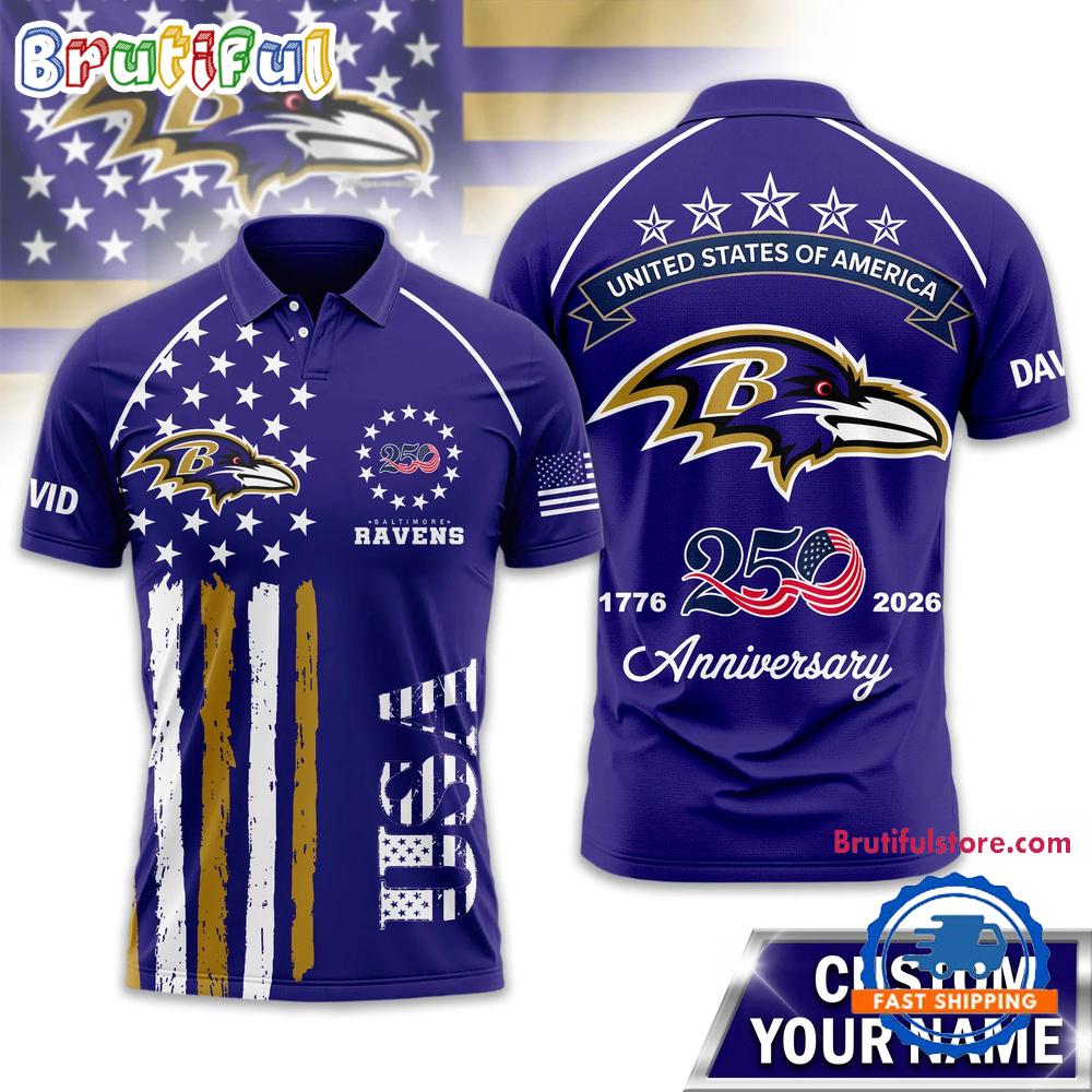 Baltimore Ravens 2026 NFL American Semiquincentennial 250th Anniversary Polo Shirt