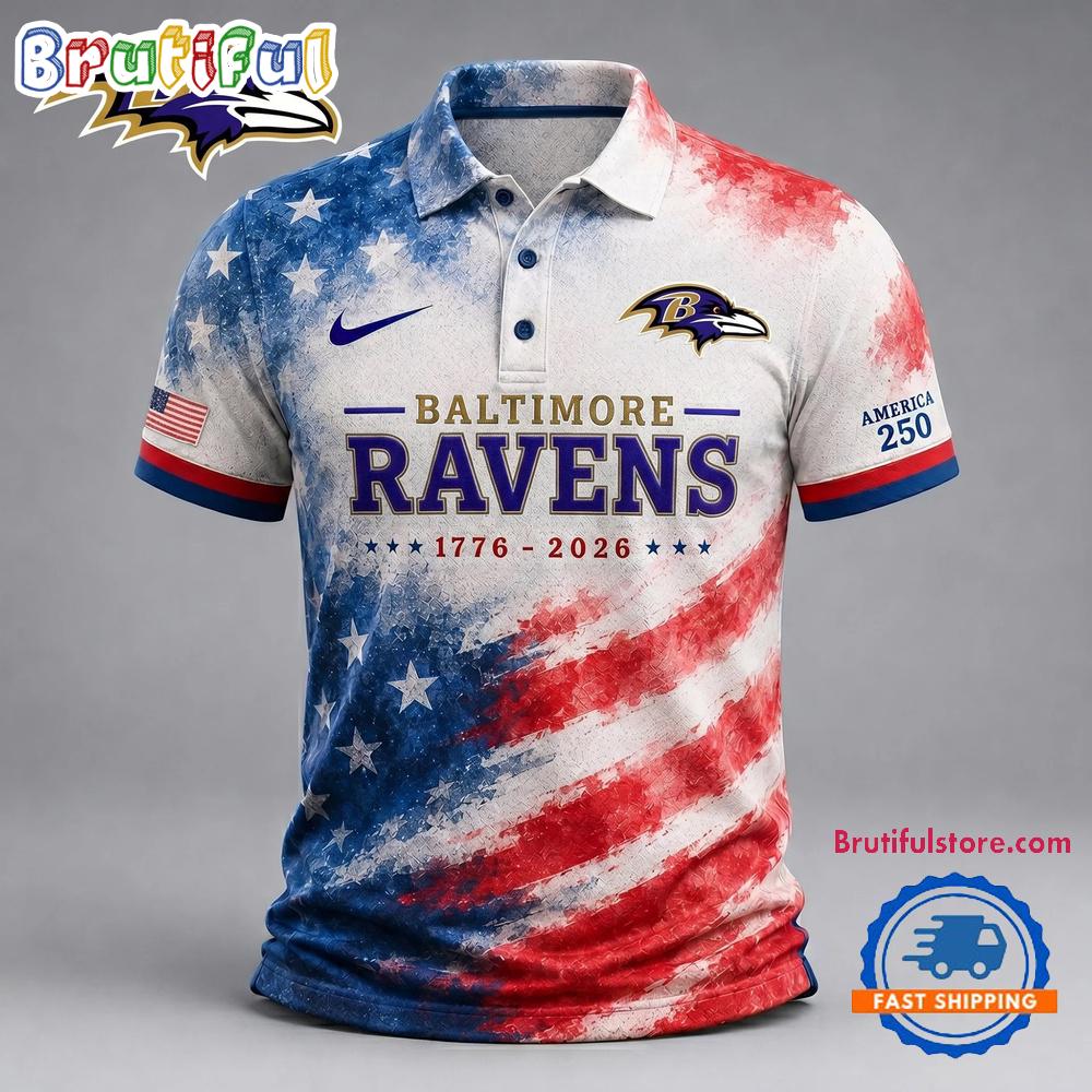 Baltimore Ravens NFL America 250 Years Of Freedom 1776-2026 New Design Polo Shirt