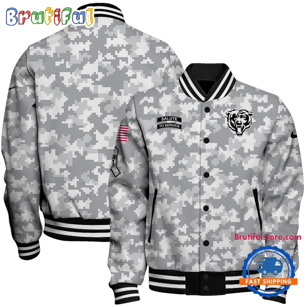 Chicago Bears National Football League Arctic Camo Salute To Service Veterans Varsity Jacket