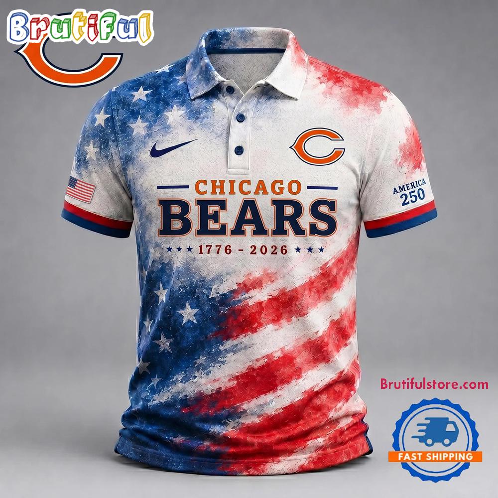 Chicago Bears NFL America 250 Years Of Freedom 1776-2026 New Design Polo Shirt