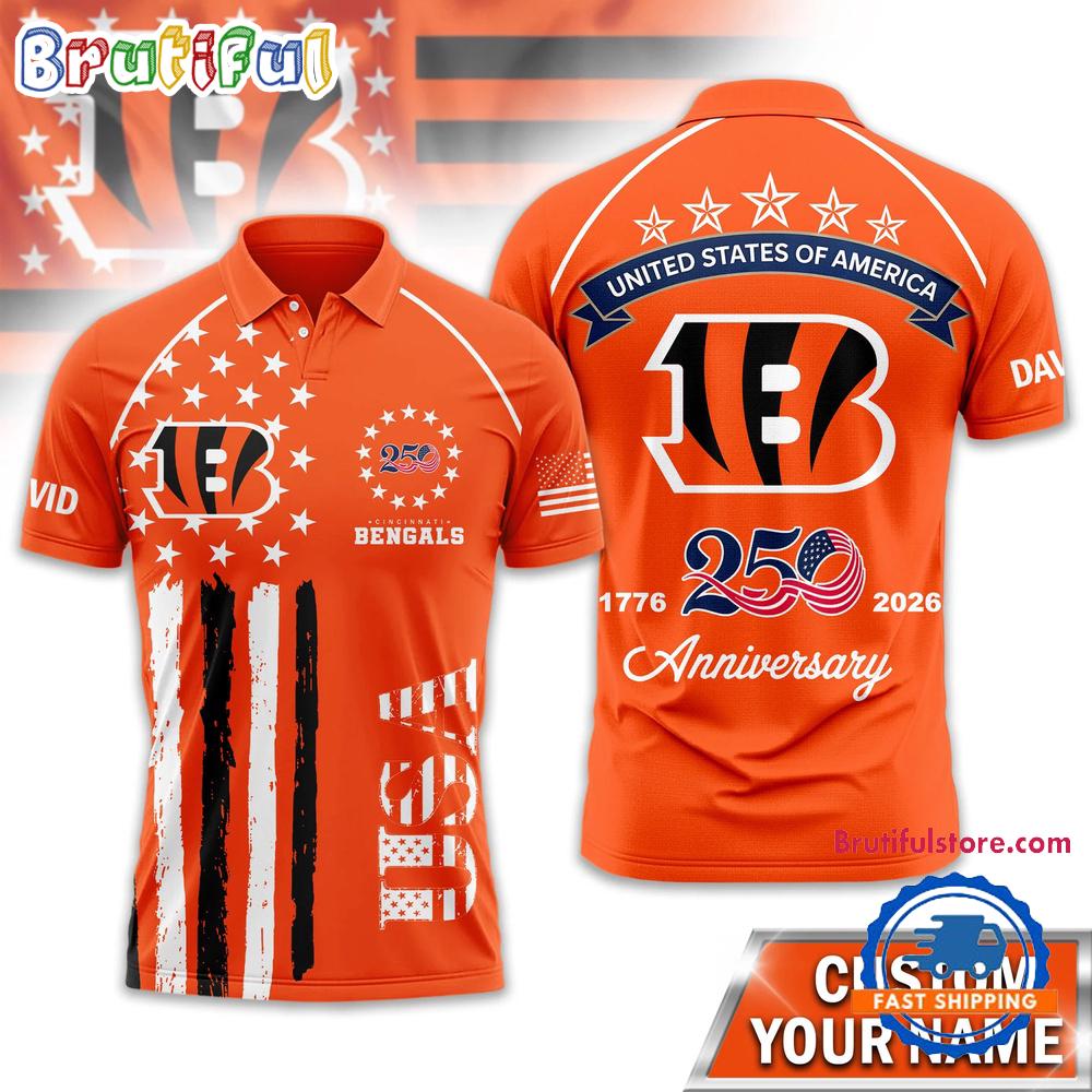 Cincinnati Bengals 2026 NFL American Semiquincentennial 250th Anniversary Polo Shirt