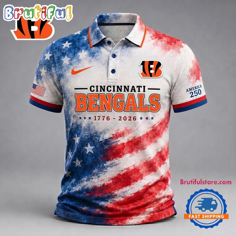 Cincinnati Bengals NFL America 250 Years Of Freedom 1776-2026 New Design Polo Shirt