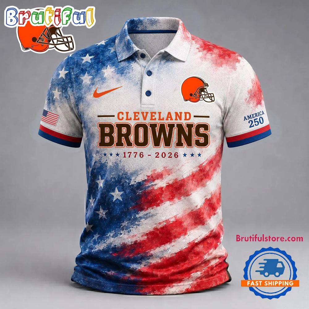 Cleveland Browns NFL America 250 Years Of Freedom 1776-2026 New Design Polo Shirt